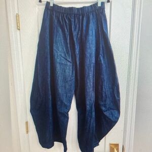 Flowy Navy Blue Wide Leg Harem Pants